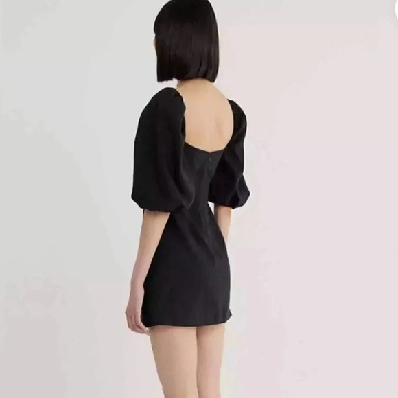 NEW Rumer Freya Linen Mini Dress, Puff Sleeve Cut Out 100% Linen Dress, Sz Small - Picture 3 of 9